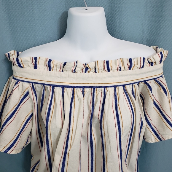 Birds of Paradis by Trovata Janette Bare Shoulder Linen Blend Blouse Size XS - Picture 8 of 12